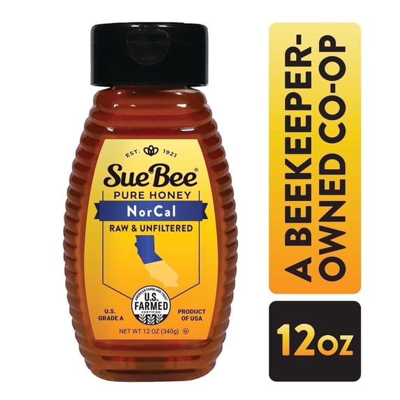 Sue Bee Local Honey, Raw & Unfiltered, Northern California Region, 12 oz Bottle
