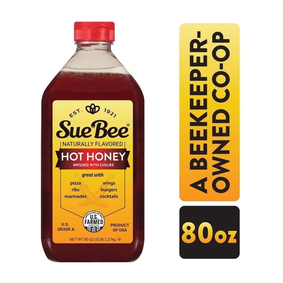 Sue Bee Naturally Flavored Hot Honey, Infused with Chilies, 5 lb Bottle