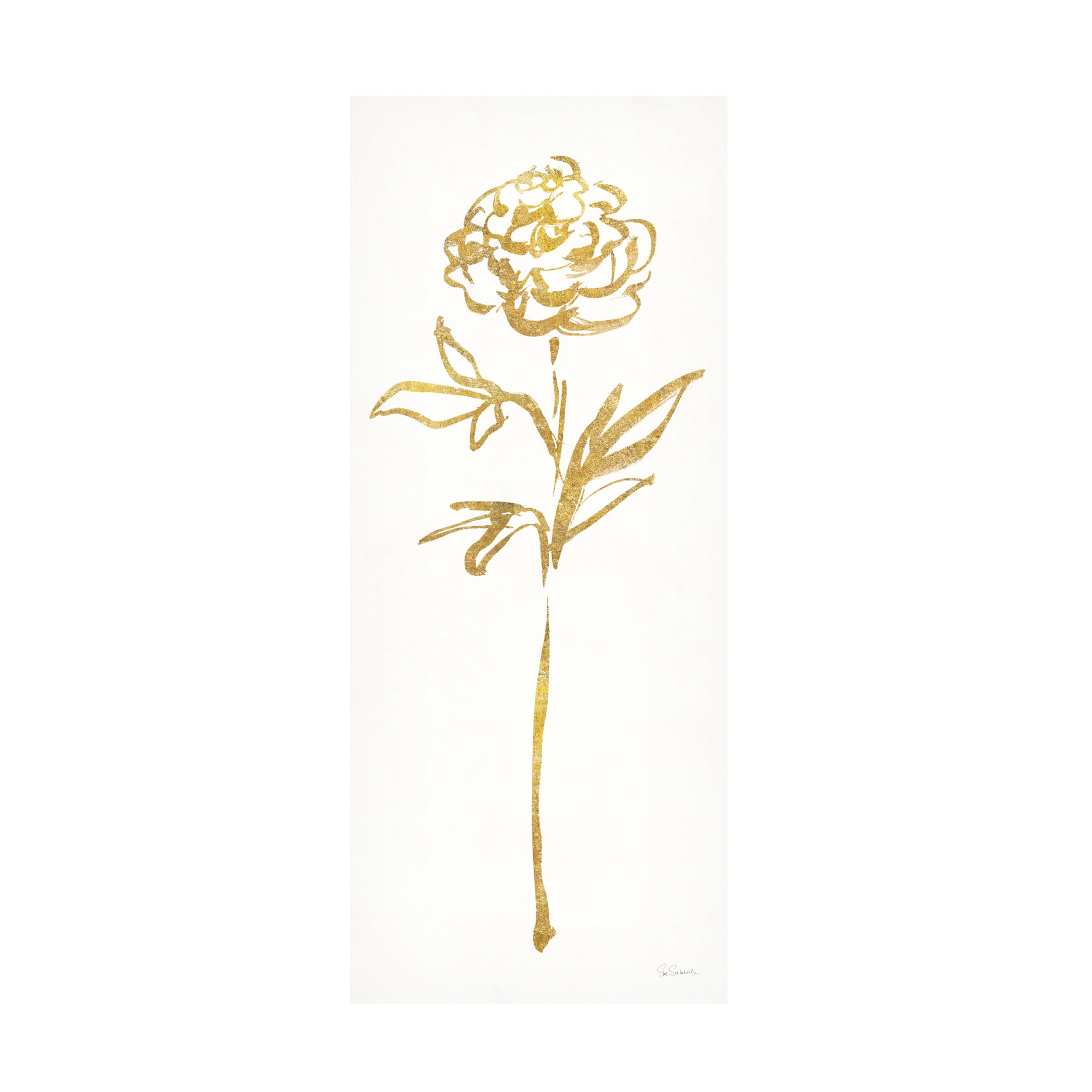 Sue Schlabach 'Floral Line II White Gold' Canvas Art