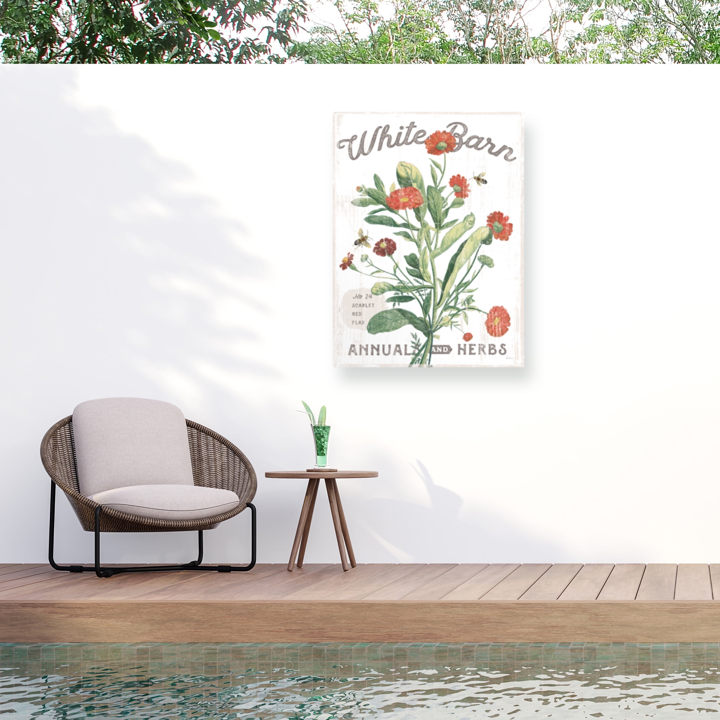 Sue Schlabach 'White Barn Flowers IV' Outdoor Canvas