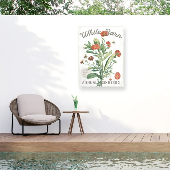 Sue Schlabach 'White Barn Flowers IV' Outdoor Canvas