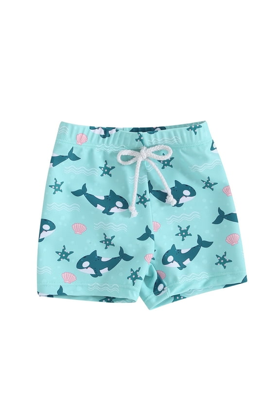 Suealasg 0-4 Years Kids Toddler Boys Swim Trunks 6M 1T 2T 3T 4T Shark Print Elastic Waist Swim Shorts Baby Boys Summer Swimsuit Bathing Suit Beachwear