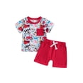 thumbnail image 1 of Suealasg 2Pcs Baby Boys Girls Summer Clothes 6M 1T 2T 3T Toddler Casual Farm Outfits Short Sleeve Animal Print T-Shirts Tops and Elastic Waist Shorts Set, 1 of 7