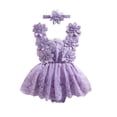 thumbnail image 1 of Suealasg 2Pcs Baby Girl Summer Birthday Outfit Flower Embroidery Lace Tulle Romper Dress +Bow Headband 3 6 12 18 24 Months Infant Girls Photoshoot Clothes, 1 of 7