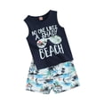 thumbnail image 1 of Suealasg 2Pcs Kids Baby Boys Clothes Sleeveless Crew Neck Letter Print Tank Tops and Shorts Set 6M 1T 2T 3T Toddler Boys Summer Outfit, 1 of 9