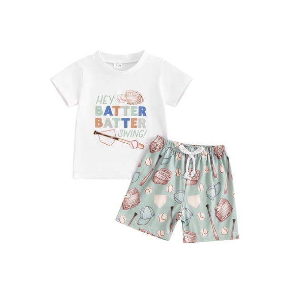 Suealasg 2Pcs Kids Baby Boys Summer Casual Outfits 6M 1T 2T 3T 4T Toddler Boys Clothes Short Sleeve Letters Print T-shirt Tops and Shorts Sets