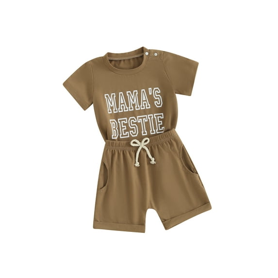 Suealasg 2Pcs Kids Girls Summer Clothes Toddler Baby Girl Beach Outfit 6M 1T 2T 3T Letter Print Crew Neck Short Sleeve T-Shirts Tops and Shorts