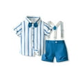 thumbnail image 1 of Suealasg 2Pcs Little Boy Gentleman Suits Outfit Short Sleeves Button T-Shirt with Bow Tie and Suspender Shorts Set 1T 2T 3T 4T 5T 6T Toddler Kids Boys Summer Formal Wear Clothes, 1 of 9