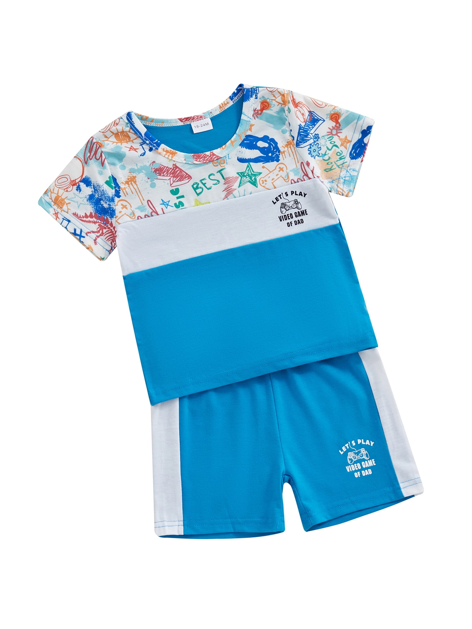 Nautinati Boys Cotton Dino Print Half-Sleeve T-shirt and Shorts Clothing Set