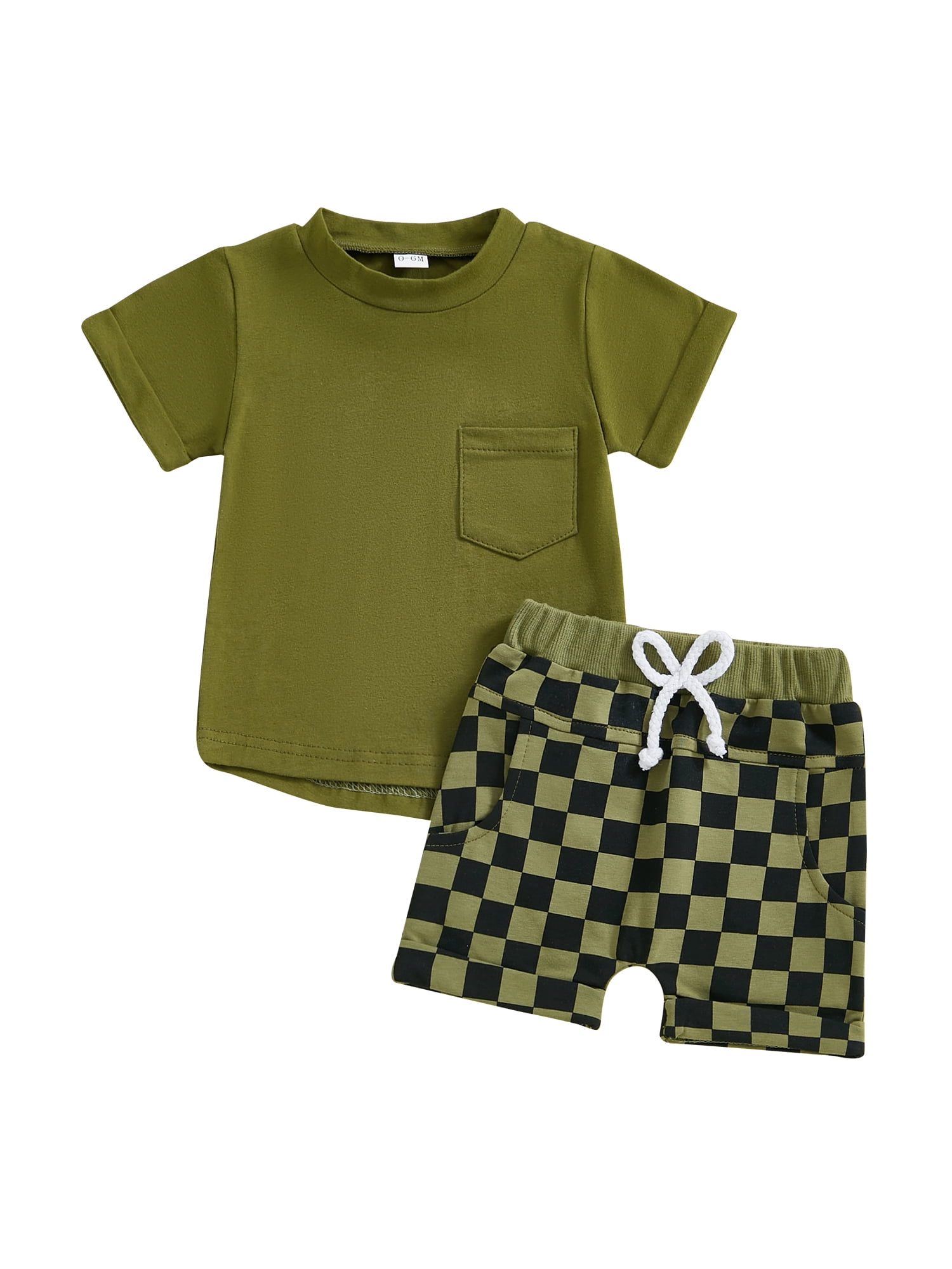 Baby Boys Checked Shirt & Shorts Set - Classic Check Pattern for Infant Boys 3-12 Months