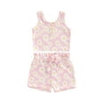 thumbnail image 1 of Suealasg 2Pcs Toddler Baby Girls Clothes Flower Print Sleeveless Crew Neck Tank Top and Elastic Shorts 6M 1T 2T 3T 4T Kids Girls Summer Outfits Set, 1 of 8
