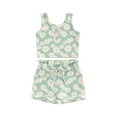 thumbnail image 1 of Suealasg 2Pcs Toddler Baby Girls Clothes Flower Print Sleeveless Crew Neck Tank Top and Elastic Shorts 6M 1T 2T 3T 4T Kids Girls Summer Outfits Set, 1 of 8