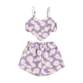 thumbnail image 1 of Suealasg 2Pcs Toddler Girl Summer Clothes 6M 1T 2T 3T 4T Baby Girl Casual Beach Outfits Sleeveless Daisy Print Heart Cami Tops and Elastic Waist Shorts Set, 1 of 7