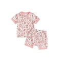thumbnail image 1 of Suealasg 2Pcs Toddler Girls Baseball Clothes 1T 2T 3T Infant Short Sleeve Baseball Popcorn Hat Print T-Shirt Tops +Elastic Shorts Set Baby Girls Summer Casual Outfits, 1 of 7