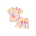 thumbnail image 1 of Suealasg 2Pcs Toddler Girls Beach Clothes 6M 12M 18M 24M 3T 4T Kids Baby Girls Summer Casual Outfits Short Sleeve Flower Print T-Shirt +Elastic Waist Shorts, 1 of 8