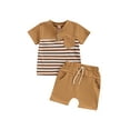 thumbnail image 1 of Suealasg 3Pcs Toddler Baby Boys Clothes Short Sleeve Button Striped Tops and Drawstring Shorts Sets 6M 1T 2T 3T 4T Kids Boys Summer Outfits Set, 1 of 8