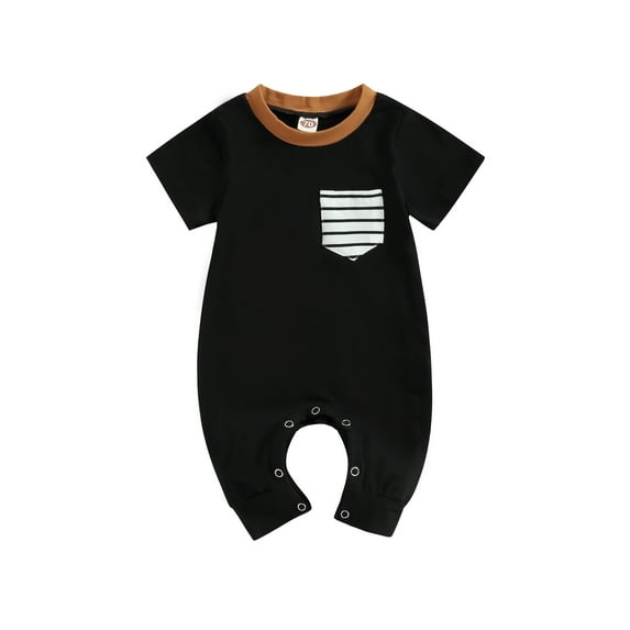 Suealasg Baby Boy Clothes 0 3 6 12 18 Months Short Sleeve Stripe Contrast Color Romper Jumpsuit Infant Newborn Boys Playsuit