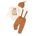 thumbnail image 1 of Suealasg Baby Boy Clothes Newborn Infant Gentleman Suit Outfits Letter Print Long Sleeve Romper +Suspender Pants +Hat, 1 of 8