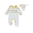 thumbnail image 1 of Suealasg Baby Boy Full Length Jumpsuit Long Sleeve Crew Neck Letter Truck Print Romper +Hat 3 6 12 18 24 Months Fall Coming Home Clothes for Newborn Boy, 1 of 7
