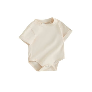 Suealasg Baby Boy Girl Romper Clothes 3M 6M 12M 18M Newborn Short Sleeve Crewneck Solid Color Casual Bodysuit
