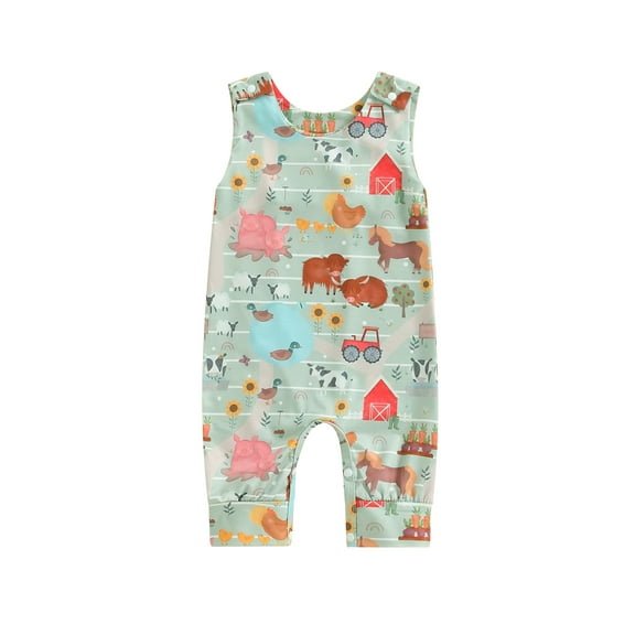Suealasg Baby Boy Girls Summer Jumpsuit Infant Animal Print Tank Romper Newborn Sleeveless Casual Bodysuit 3 6 12 18 Months