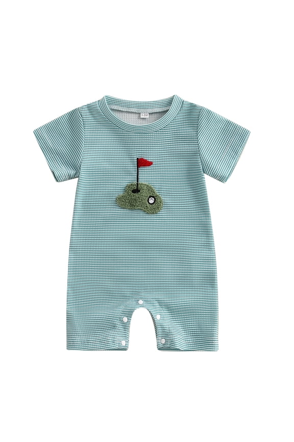 Baby Boy Romper Fashion Short Sleeve Round Neck Golf Embroidery Jumpsuit Newborn Playsuit