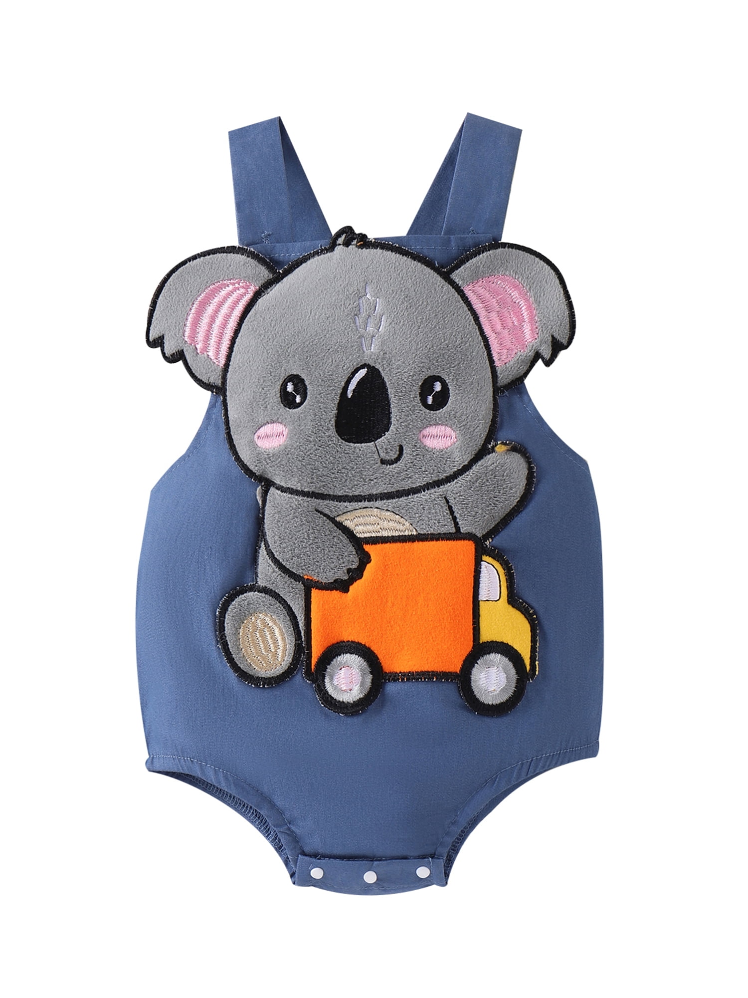 Suealasg Baby Boy Rompers Overalls Infant Boy Koala Car Print