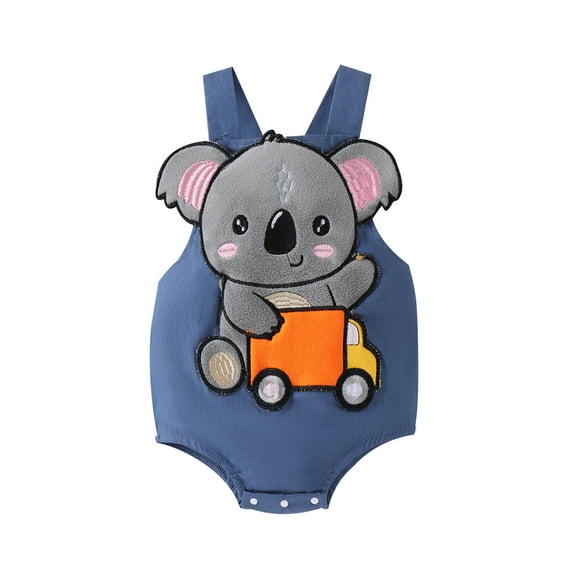 Suealasg Baby Boy Rompers Overalls Infant Boy Koala Car Print Sleeveless Bodysuits Jumpsuits Newborn Summer Outfits