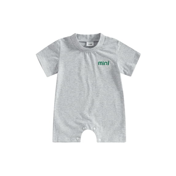 Suealasg Baby Boy Short Sleeve Romper Letter Embroidery Round Neck Bodysuit Casual Summer Clothes