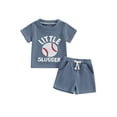 thumbnail image 1 of Suealasg Baby Boy Summer Baseball 2Pcs Outfits Short Sleeve Baseball Print Tops +Elastic Waist Shorts 6M 1T 2T 3T Toddler Boy Clothes, 1 of 6