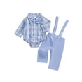 thumbnail image 1 of Suealasg Baby Boys Christmas Gentleman Suit Outfit Long Sleeve Plaid Print Romper Shirt with Bowtie +Suspender Pants 3 6 12 18 Months Infant Boys 2Pcs Fall Formal Wear Clothes, 1 of 7