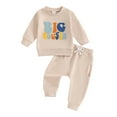 thumbnail image 1 of Suealasg Baby Boys Clothes 6 12 18 24 Months Infant Boys 2Pcs Fall Winter Clothes Letter Embroidered Long Sleeve Sweatshirts and Long Pants, 1 of 7