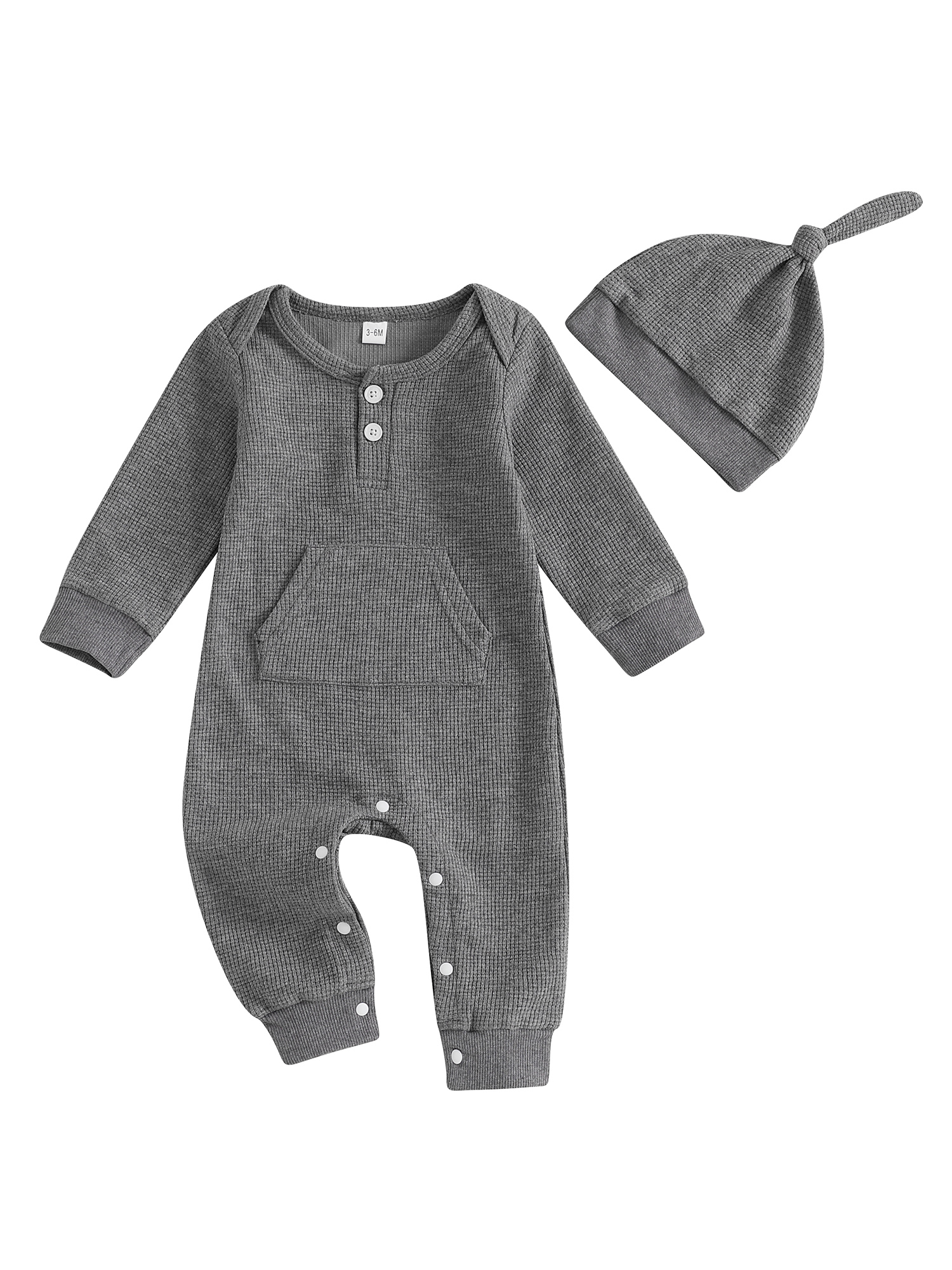 Suealasg Baby Boys Fall Waffle Romper Infant Boy Long Sleeve 