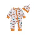thumbnail image 1 of Suealasg Baby Boys Full Length Jumpsuit 3 6 9 12 Months Newborn Long Sleeve Dinosaur Print Zip Up Romper Bodysuits Infant Boys Fall Clothes, 1 of 8