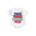 thumbnail image 1 of Suealasg Baby Boys Girls 4th of July Romper Letter Embroidery Short Sleeve Bodysuit Jumpsuit 3 6 12 18 Months Newborn Boy Girls Cute Summer Clothes, 1 of 8