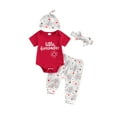 thumbnail image 1 of Suealasg Baby Boys Girls Americana Clothes Short Sleeve Letter Print Romper +Fireworks Print Pants+Headband +Hat Infant 4th of July Outfits Newborn Independence Day Clothing, 1 of 8