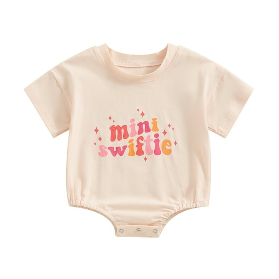 Suealasg Baby Boys Girls Bubble Romper Infant Summer One Piece Clothes 3M 6M 12M 18M Short Sleeve Round Neck Star Letter Print Bodysuit for Boys Girls