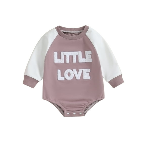 Suealasg Baby Boys Girls Bubble Rompers Clothes 3M 6M 12M 18M Newborn Raglan Long Sleeve Round Neck Letter Print Bodysuits Fall Playsuits Clothing for Infant Boy Girl