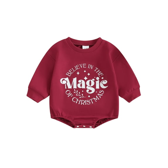 Suealasg Baby Boys Girls Christmas Romper Clothes 3M 6M 12M 18M Newborn Long Sleeve Tree Star Letter Print Bodysuit Autumn Clothing for Infant Boys Girls