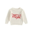 thumbnail image 1 of Suealasg Baby Boys Girls Christmas Sweaters Long Sleeve Star Letter Embroidery Knit Pullovers Tops 6M 1T 2T 3T Fall Winter Knitwear Clothes for Toddler Boys Girls, 1 of 9
