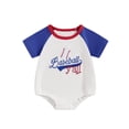 thumbnail image 1 of Suealasg Baby Boys Girls Romper Short Sleeve Crew Neck Baseball Embroidery Bodysuit 3 6 12 18 Months Newborn Summer Baseball Playsuit, 1 of 8