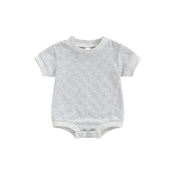 Suealasg Baby Boys Girls Romper Short Sleeve Crew Neck Checkerboard Bodysuit 3 6 12 18 Months Newborn Summer Cute Playsuit