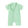 thumbnail image 1 of Suealasg Baby Boys Girls Summer One Piece Jumpsuits Clothes 3M 6M 12M 18M Infant Short Sleeve Lapel Collar Buttons Romper Newborn Bodysuit Pajamas, 1 of 8