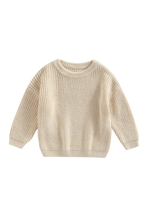 Baby Boys Girls Sweaters 0-3 Months Long Sleeve Solid Color Knit Pullovers Tops Newborn Fall Warm Knitwear