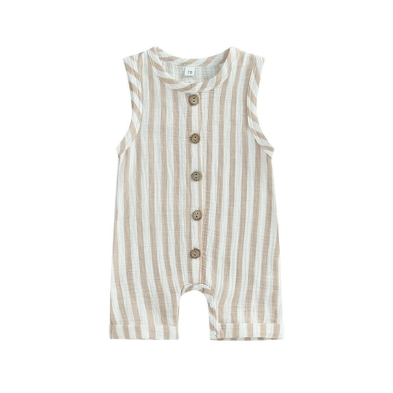 Suealasg Baby Boys Girls Tank Romper Sleeveless Round Neck Striped Print Jumpsuit 6M 12M 18M 24M Infant Boys Girls Summer Casual Playsuit Clothes