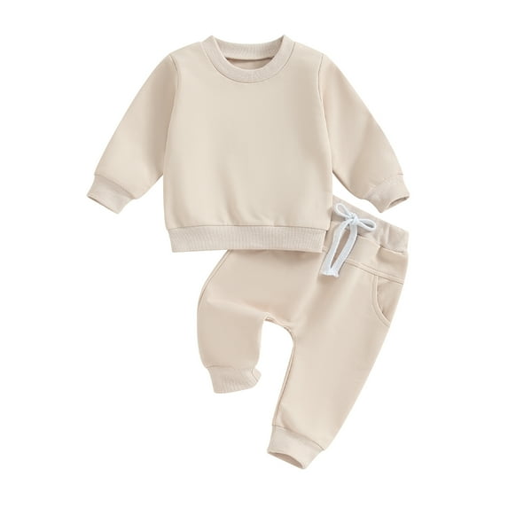 Suealasg Baby Boys Girls Tracksuit Outfits 6M 1T 2T 3T Kids Long Sleeve Sweatshirt and Sweatpants 2 Piece Casual Autumn Clothing for Toddler Children