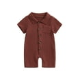thumbnail image 1 of Suealasg Baby Boys Jumpsuit Infant Solid Color Short Sleeve Lapel Button Down Romper Bodysuits Newborn Summer One Piece Clothes, 1 of 8