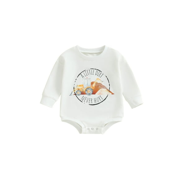Suealasg Baby Boys Rompers 3 6 12 18 Months Infant Long Sleeve Tractor Print Bubble Romper Bodysuit Newborn Boys Fall Clothes