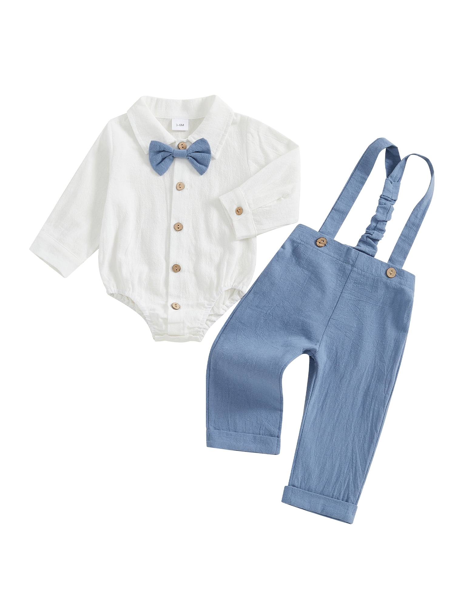 Suealasg Baby Boys Spring Fall Outfit Sets Long Sleeve Lapel Button Up ...