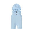 thumbnail image 1 of Suealasg Baby Boys Summer Hood Jumpsuit 3 6 12 18 Months Infant Newborn Boys Casual Solid Color Ribbed Sleeveless Tank Romper, 1 of 9